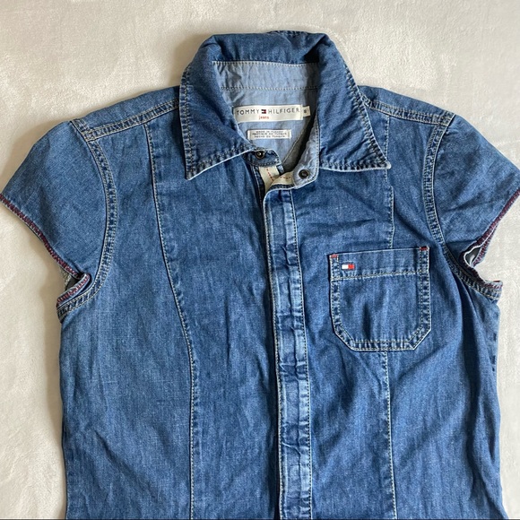 - Vintage 00’s Tommy Hilfiger denim jean button collar dress 8 - Picture 3 of 13